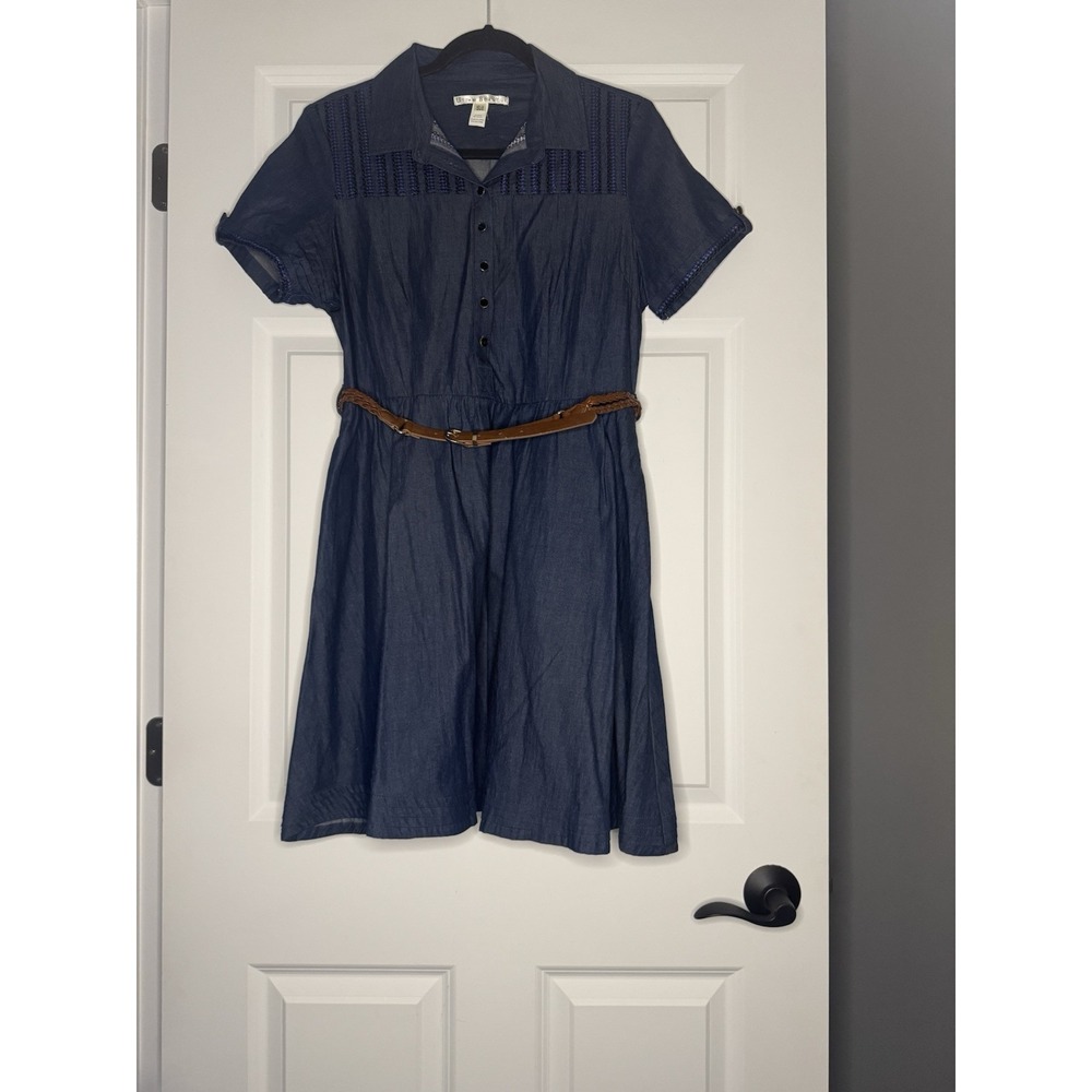 Uttam Boutique Denim Shirt Dress  Blue W Belt Size 8/10